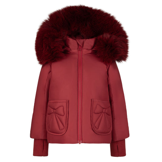 PRAMIE RED POCKET BOW PUFFER COAT