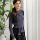 VELVETTE LABEL DENIM/PINK MARLED KNIT TIE SWEATER