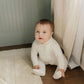 ELY'S & CO IVORY BOY EMBROIDERED COLLAR OVERALL SET