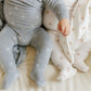 ELY'S & CO BLUE VELOUR LEAF PATTERN FOOTIE