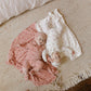 ELY'S & CO PINK VELOUR LEAF PATTERN FOOTIE + BONNET