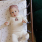 ELY'S & CO IVORY/PINK VELOUR PLAID BEAR FOOTIE + BEANIE