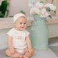 ELYS & CO IVORY/PINK FLORAL STRIPE BLOOMER SET