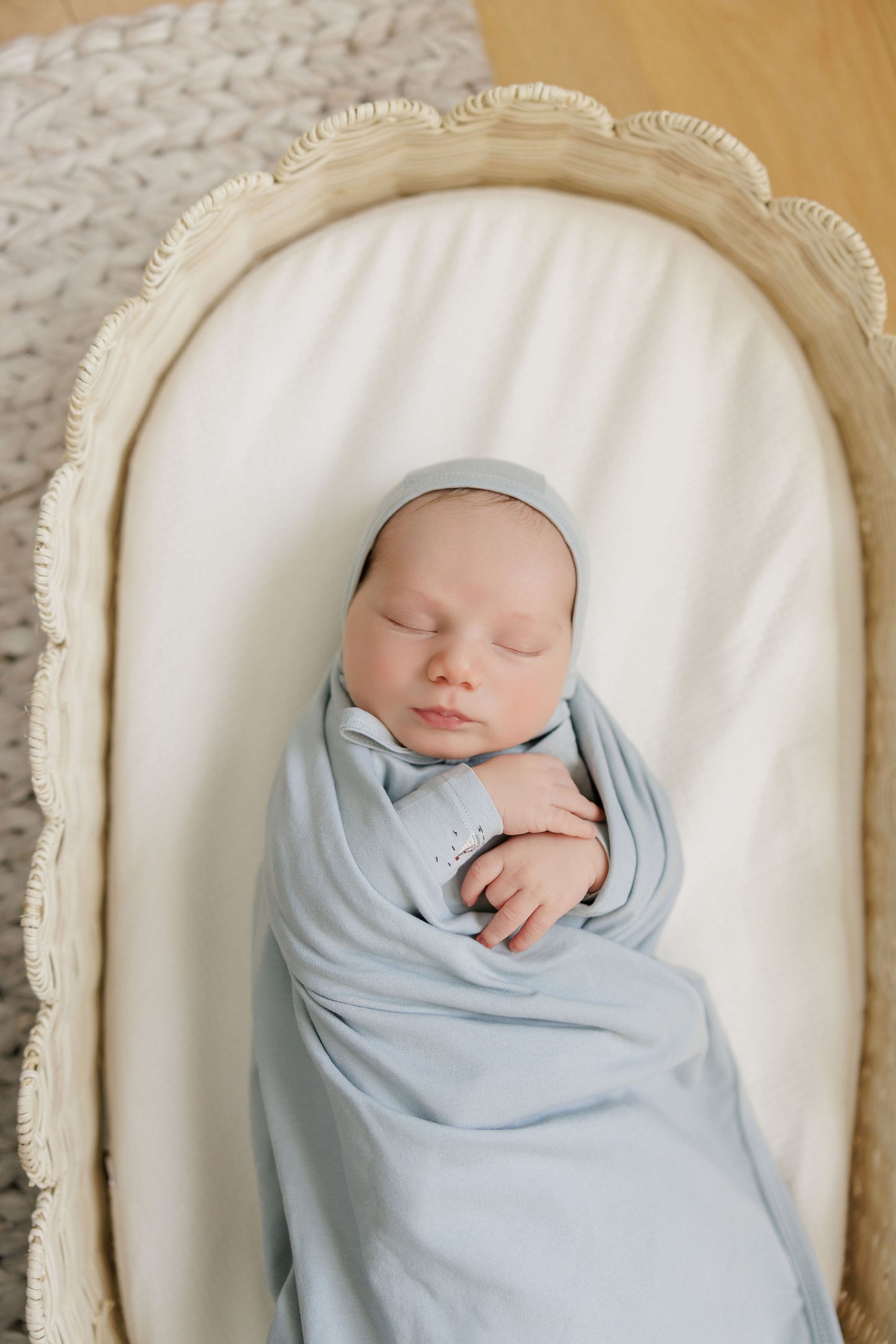 AURORA BLUE NAUTICAL FOOTIE + BONNET