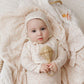 ELY'S & CO IVORY/PINK VINE FOOTIE + BONNET