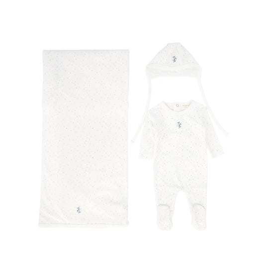 KIPP BLUE GARDEN PRINT FOOTIE SET