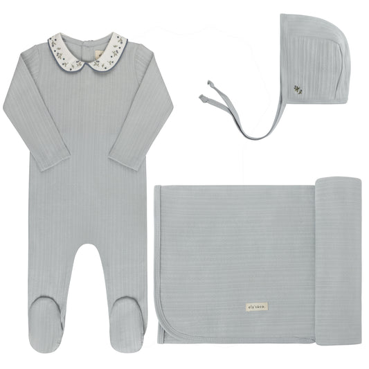 ELYS & CO BLUE FLORAL EMBROIDERED LAYETTE SET