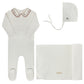 ELYS & CO IVORY/PINK FLORAL EMBROIDERED LAYETTE SET