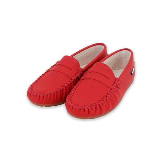 CAMILLE RED LEATHER PENNY LOAFERS