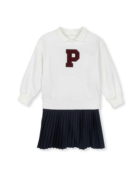 HELLO YELLOW IVORY SHERPA LETTER PATCH DRESS