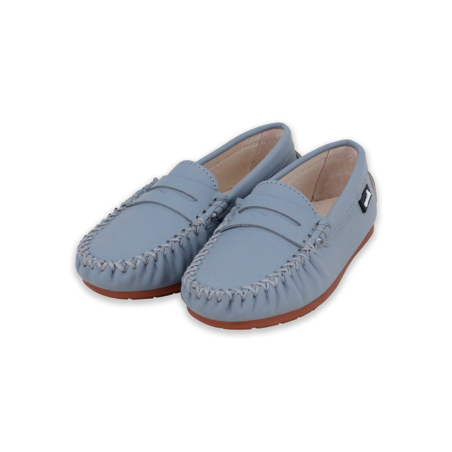 CAMILLE DUSTY BLUE LEATHER PENNY LOAFERS