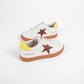 CAMILLE WHITE/BROWN STITCH STAR SNEAKERS