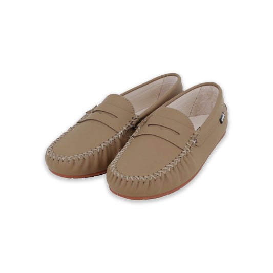 CAMILLE TAN LEATHER PENNY LOAFERS