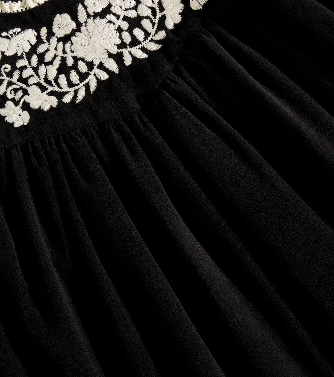 CERA UNA VOLTA BLACK CORDUROY PUFF SLEEVE DRESS [FINAL SALE]