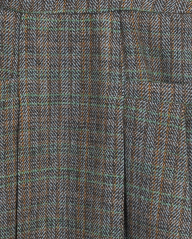 ONE CHILD GREY/MINT SMALL PLAID BOW POCKET SKIRT