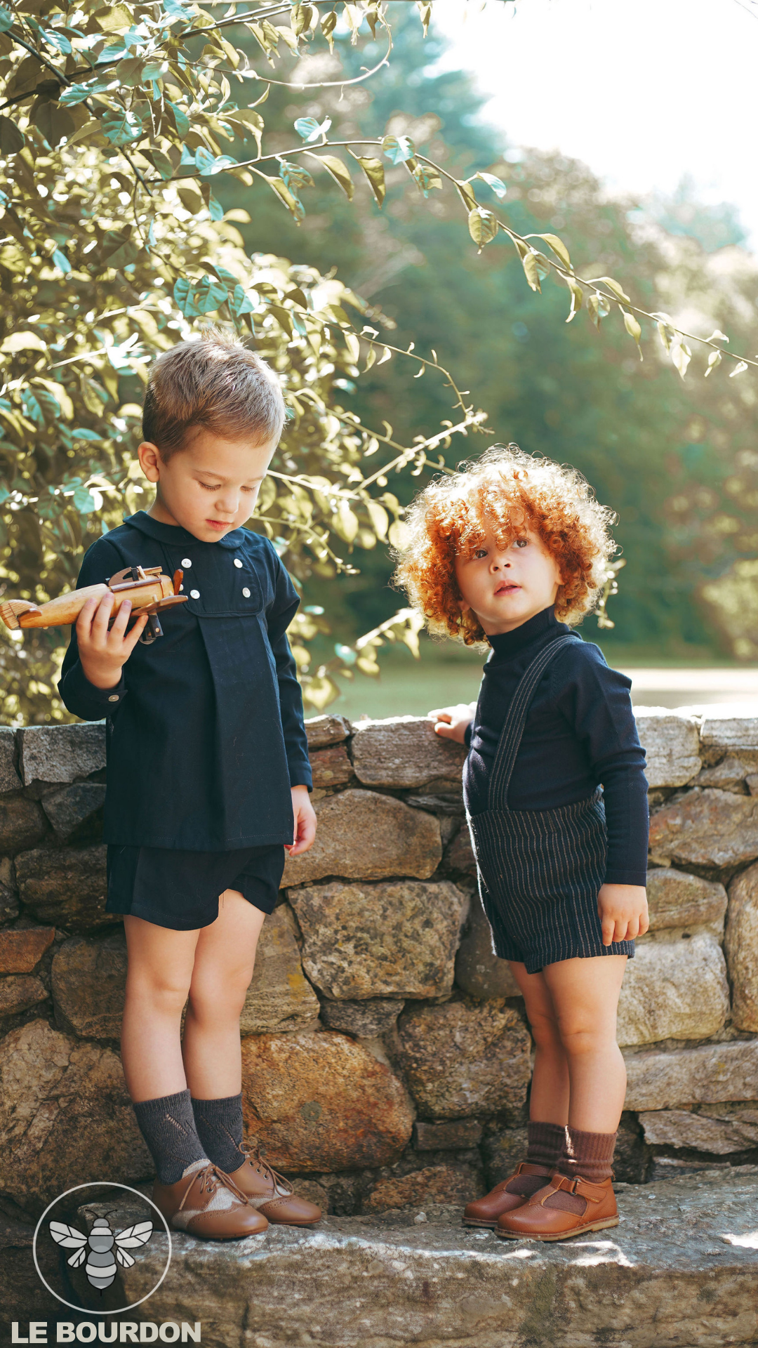 LE BOURDON NAVY WOOL BUTTON DETAIL SET