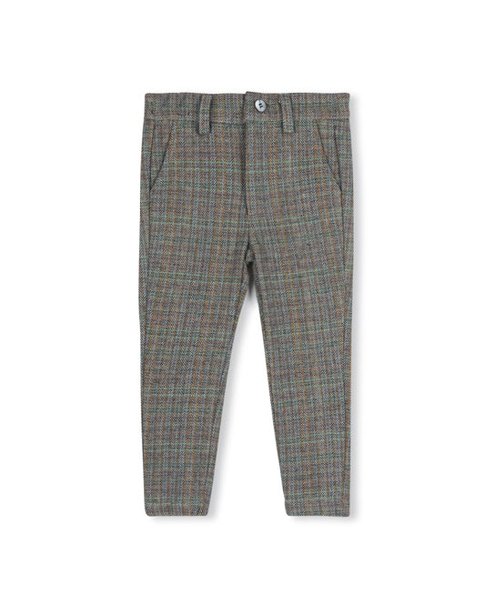 ONE CHILD GREY/MINT SMALL PLAID PANTS