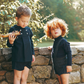 LE BOURDON NAVY TEXTURED OVERALLS