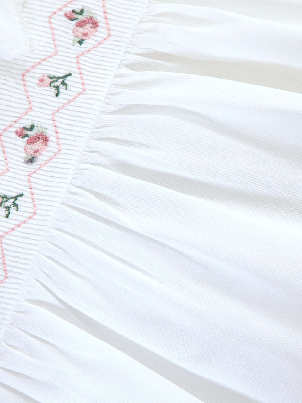 PATACHOU WHITE EMBROIDERED SMOCK RUFFLE JUMPER [FINAL SALE]