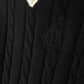 HARPER JAMES BLACK CHUNKY CABLE KNIT EMBLEM SWEATER