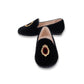 CAMILLE BLACK VELVET EMBLEM SHOES