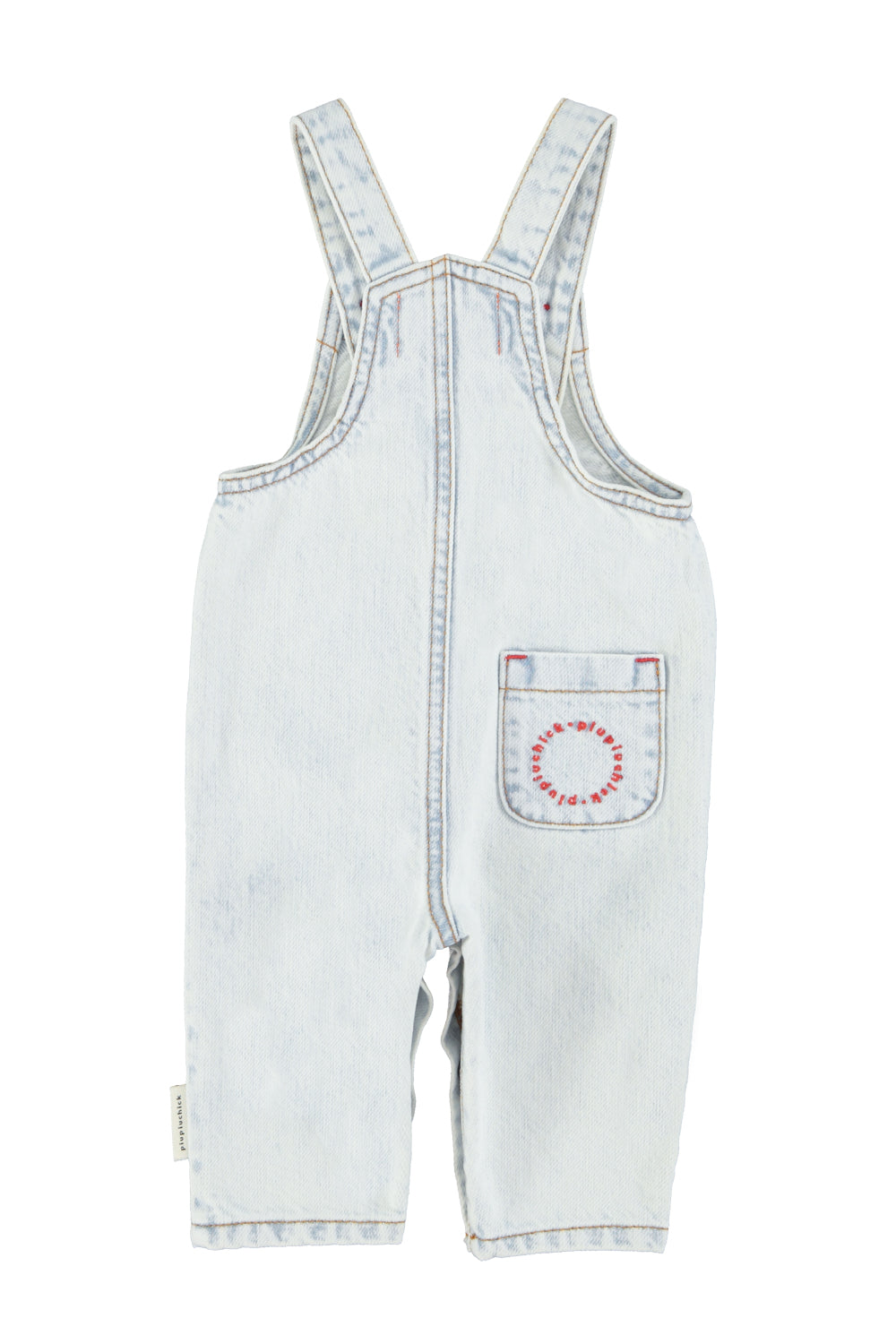 PIUPIUCHICK LIGHT BLUE DENIM WORDED OVERALLS [FINAL SALE]