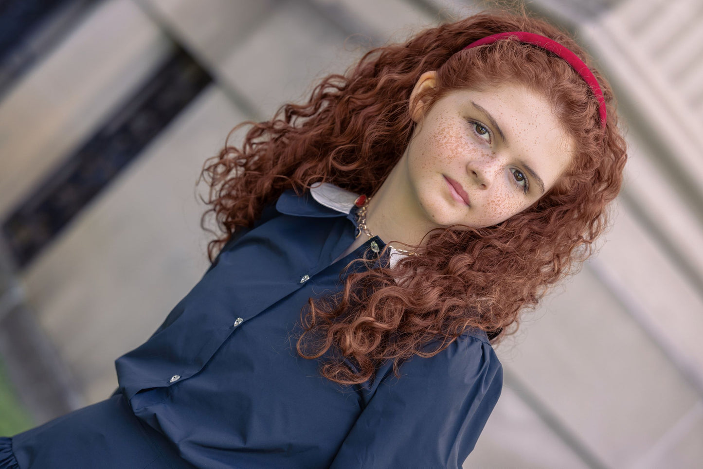 LITTLE TEMPEST BLACK DOUBLE COLLAR TAFFETA BLOUSE