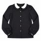 LITTLE TEMPEST BLACK DOUBLE COLLAR TAFFETA BLOUSE