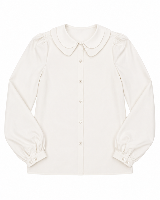 LITTLE TEMPEST CREAM TAFFETA CROPPED BLOUSE