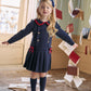 PATACHOU NAVY/RED RIBBON PLEAT DRESS