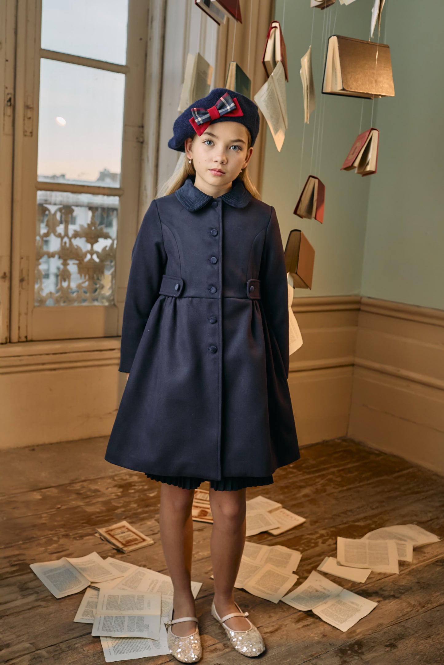 PATACHOU NAVY WOOL BUTTON COAT