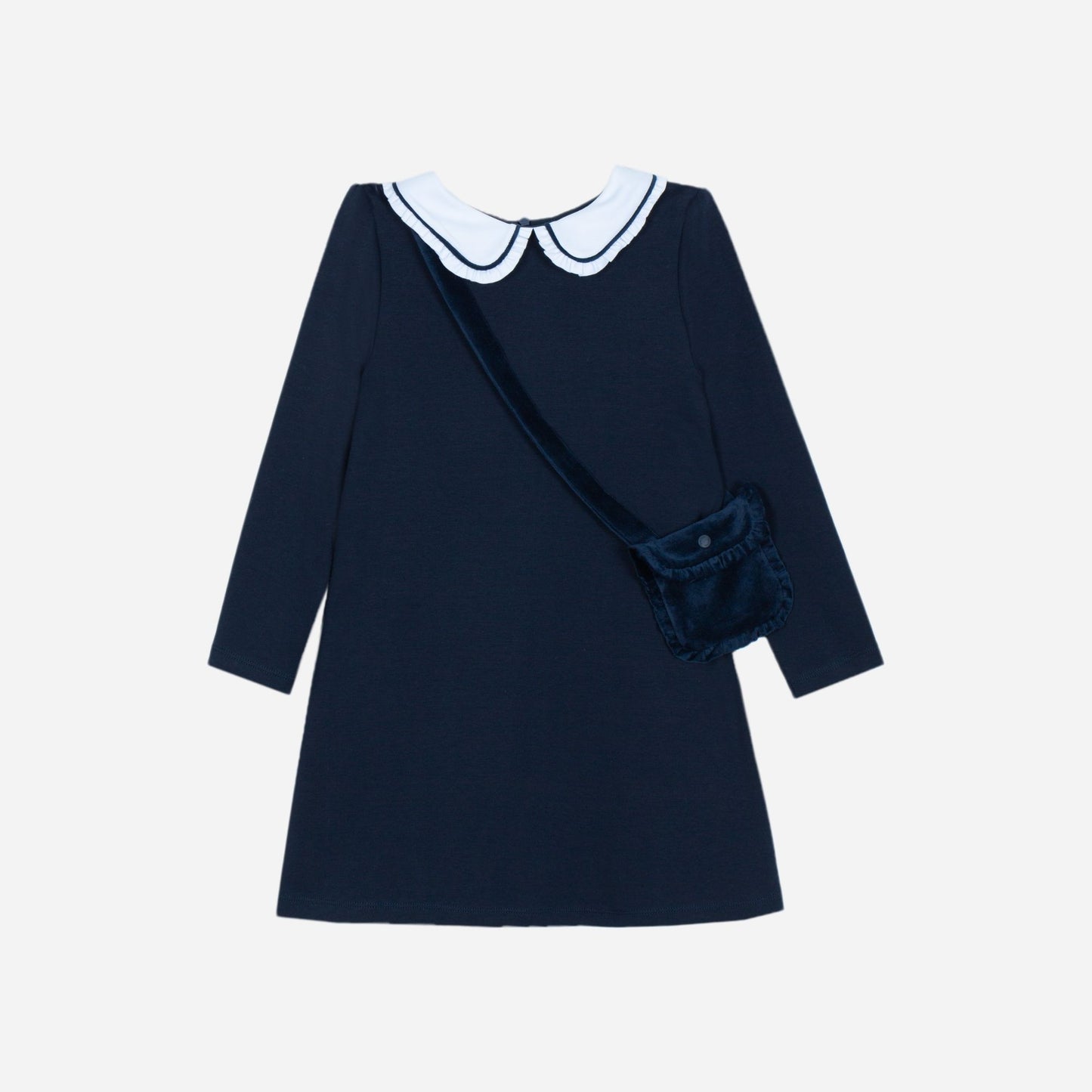 PATACHOU NAVY RUFFLE TRIM COLLAR DRESS