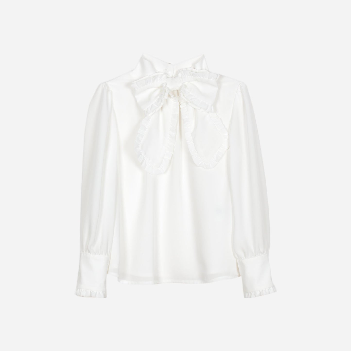PATACHOU WHITE RUFFLE TRIM BOW BLOUSE