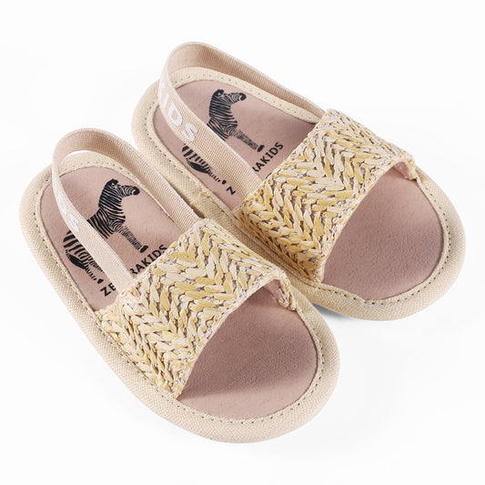 ZEEBRA TAN WOVEN OPEN TOE SLING BACK SHOE