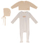 BUBANI BABY BEIGE KNIT CARDIGAN/FOOTIE SET
