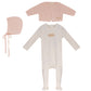 BUBANI BABY PINK KNIT CARDIGAN/FOOTIE SET