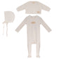 BUBANI BABY IVORY KNIT CARDIGAN/FOOTIE SET