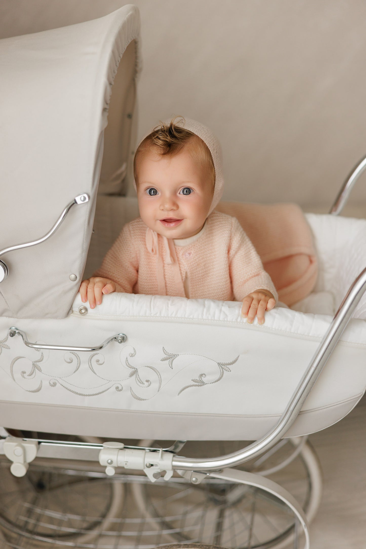 BUBANI BABY PINK KNIT CARDIGAN/FOOTIE SET