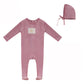 BUBANI BABY MAUVE VELOUR CHERRY FOOTIE SET