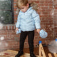 ELLABEE LIGHT BLUE FUR TRIM PUFFER COAT