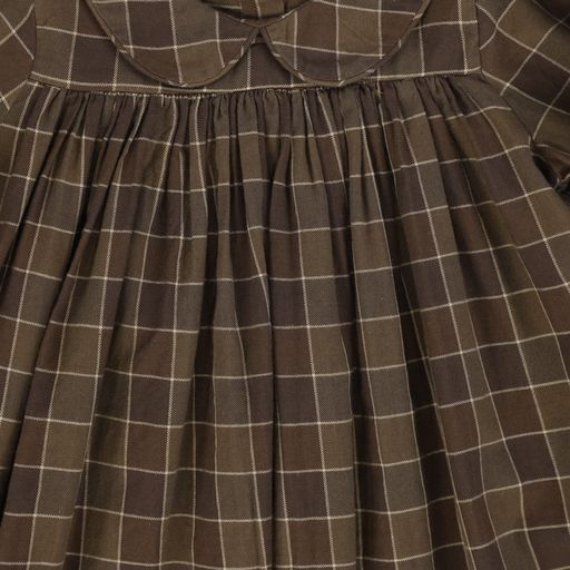MARMAR COPENHAGEN BROWN CHECKED PETER PAN COLLAR DRESS [Final Sale]