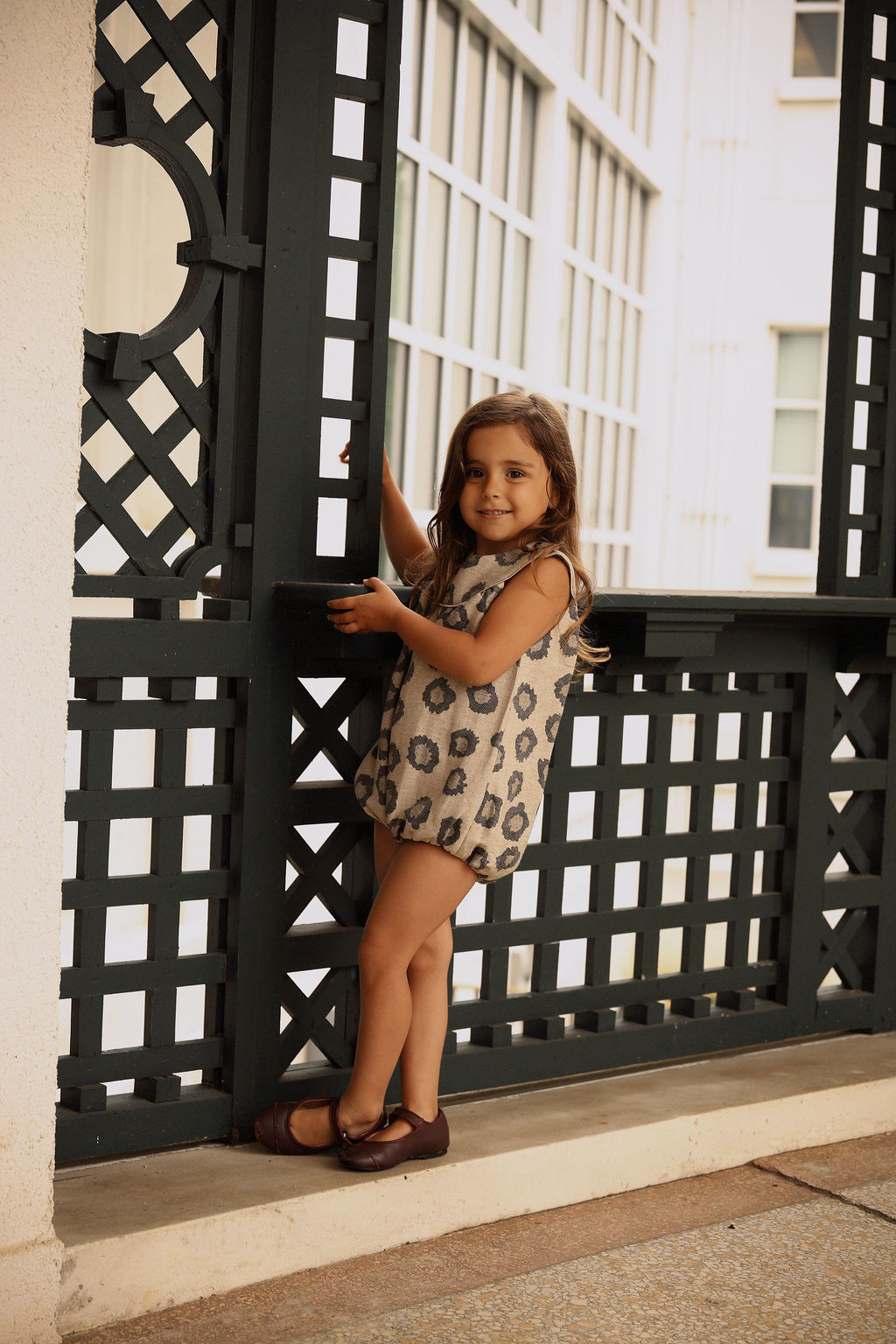 BAMBOO BEIGE LEOPARD PIPED ROMPER