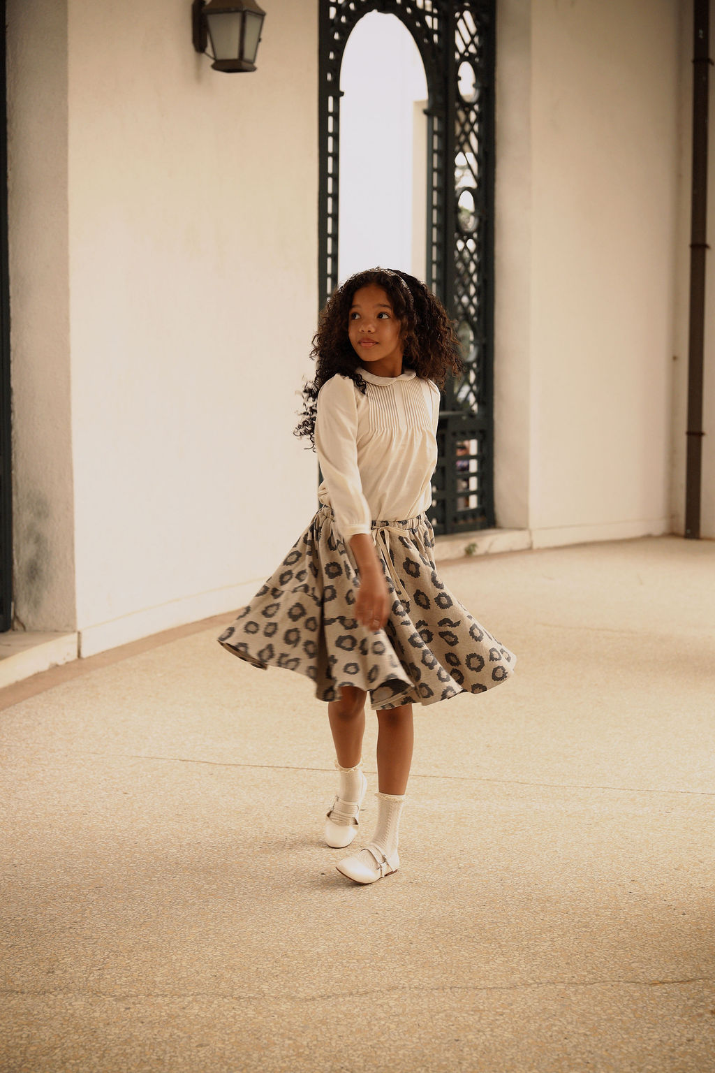 BAMBOO BEIGE LEOPARD FLARE SKIRT