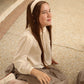 BAMBOO BEIGE PLEAT PETER PAN COLLAR BLOUSE
