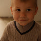 BAMBOO BEIGE CABLE-KNIT STRIPE TRIM SWEATER SET