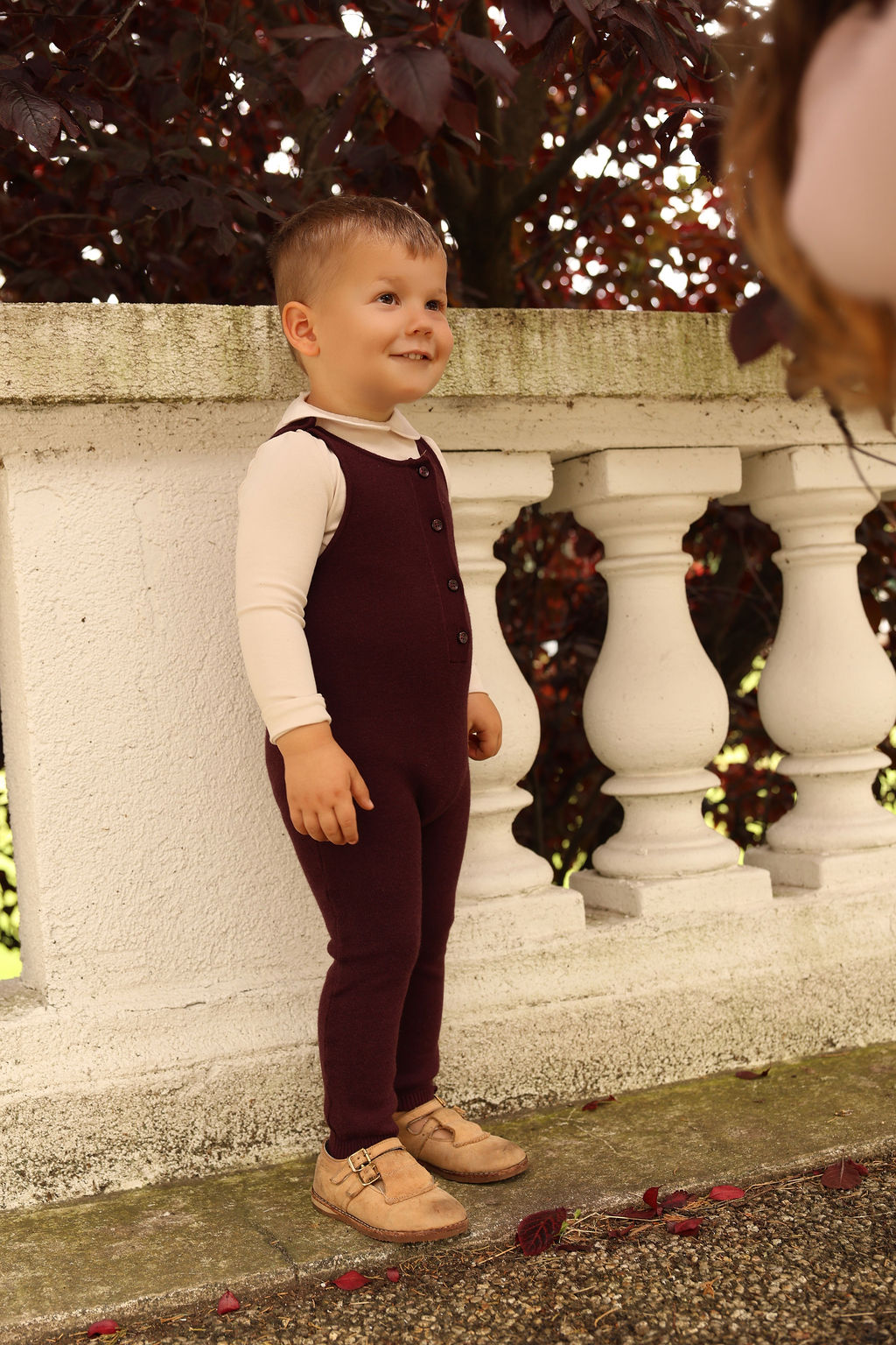 BAMBOO BURGUNDY BUTTONED KNIT ROMPER