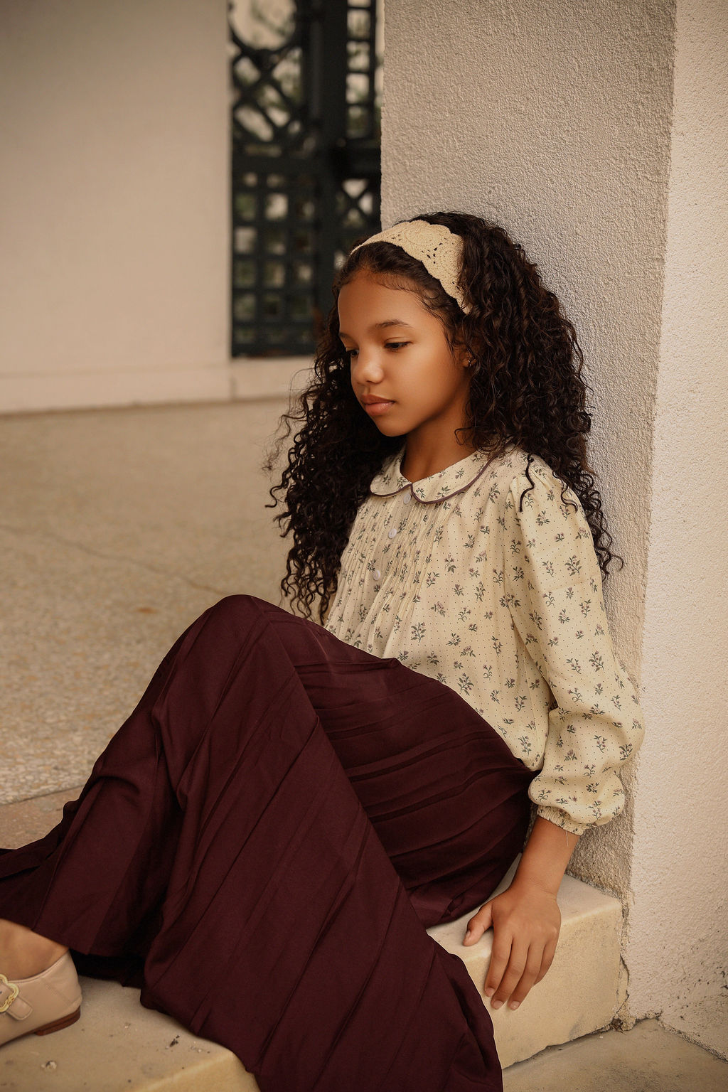 BAMBOO BURGUNDY PLEATED FLOWY MAXI SKIRT