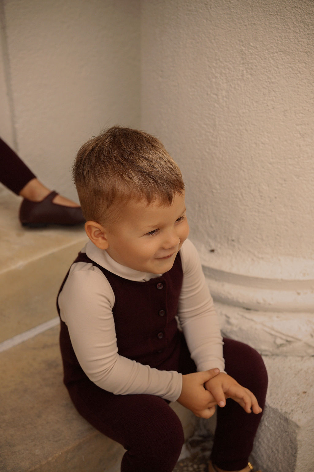 BAMBOO BURGUNDY BUTTONED KNIT ROMPER