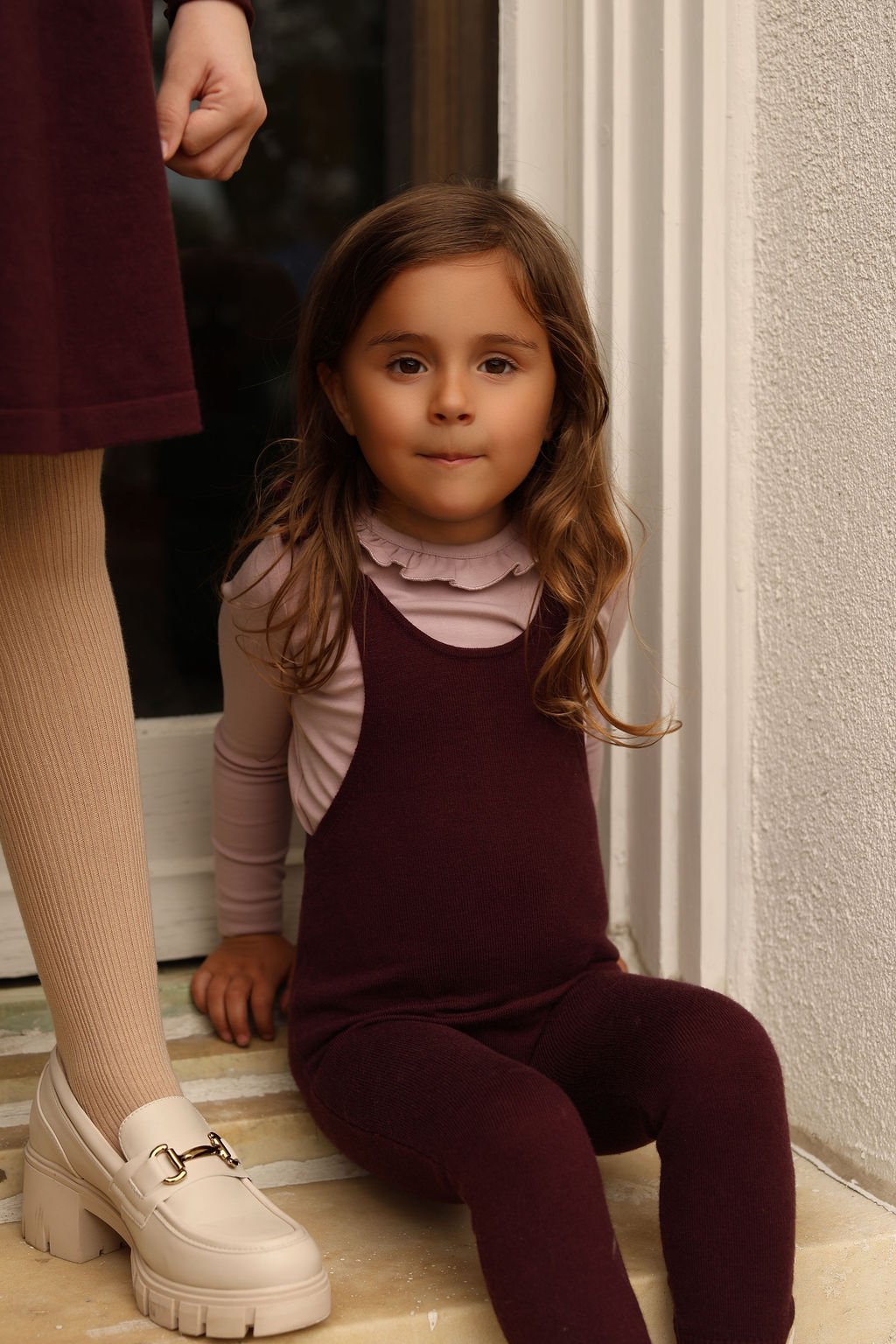 BAMBOO BURGUNDY SHOULDER BOW KNIT ROMPER