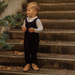 BAMBOO NAVY PLAID KNIT OVERALLS
